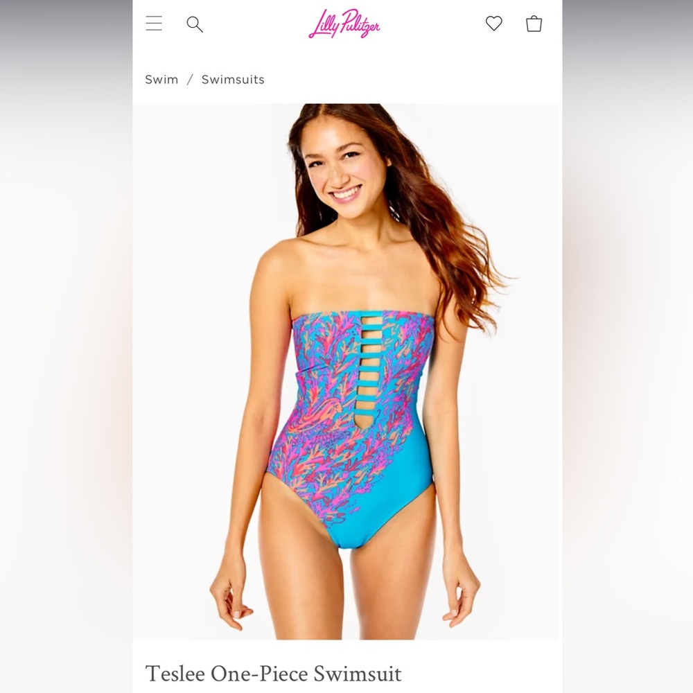 Women’s Lilly Pulitzer Teslee Strapless One Piece Swimsuit Sz 14
